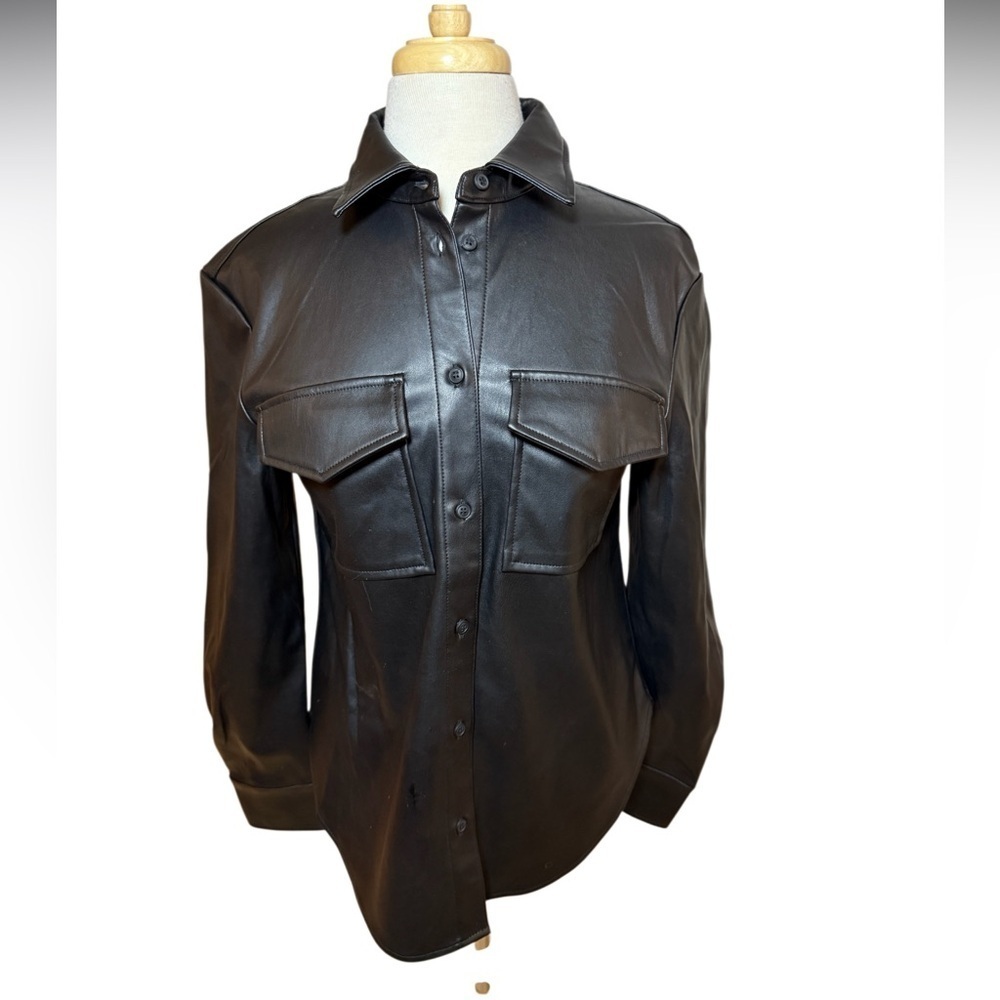 Faux Leather Women's Long Shirt/Jacket-Size Small NWT